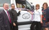 Driver Galina Permanicka cut the ribbon watched by John Collins, Fr John Mockler and Ann McMorrow Picture: Dave Gaynor
