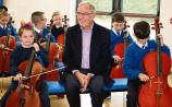 Honorary Doctorate recipient and Irish Chamber Orchestra chair Michael Buckley with Le Ch&eacute;ile pupils Picture: Michael Cowhey
