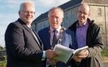 CEO of Limerick Twenty Thirty (LTT) David Conway with Mayor Stephen Keary and Aidan Malone, project manager, LTT, announcing the plans