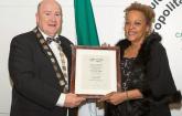 Cassandra Wilson with Metro mayor Cllr Sean Lynch at the civic reception Picture: Liam Burke/Press 22