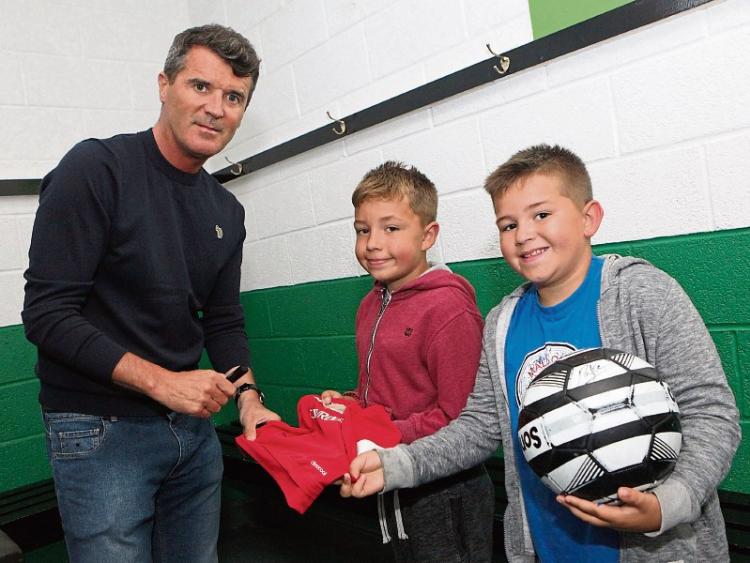 Dion and Jayden Doyle, Cappamore, getting the memorabilia signed by Roy Keane Picture: Dave Gaynor