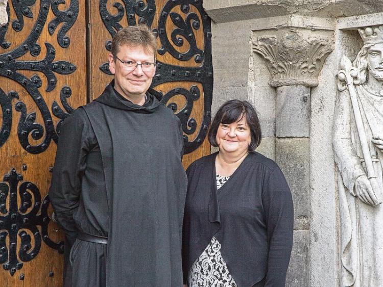 First female principal of Glenstal Abbey School, Carmel Honan and Fr William Fennelly, headmaster