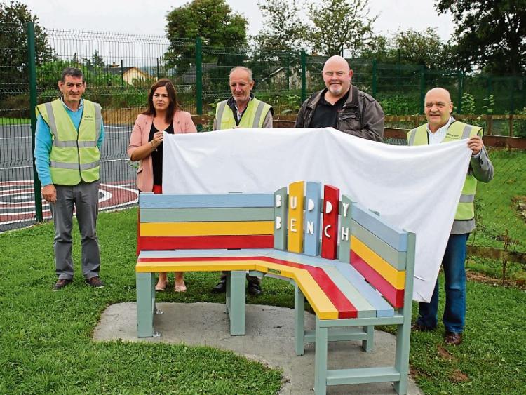 New buddy bench built by Limerick men's shed group gets thumbs up!