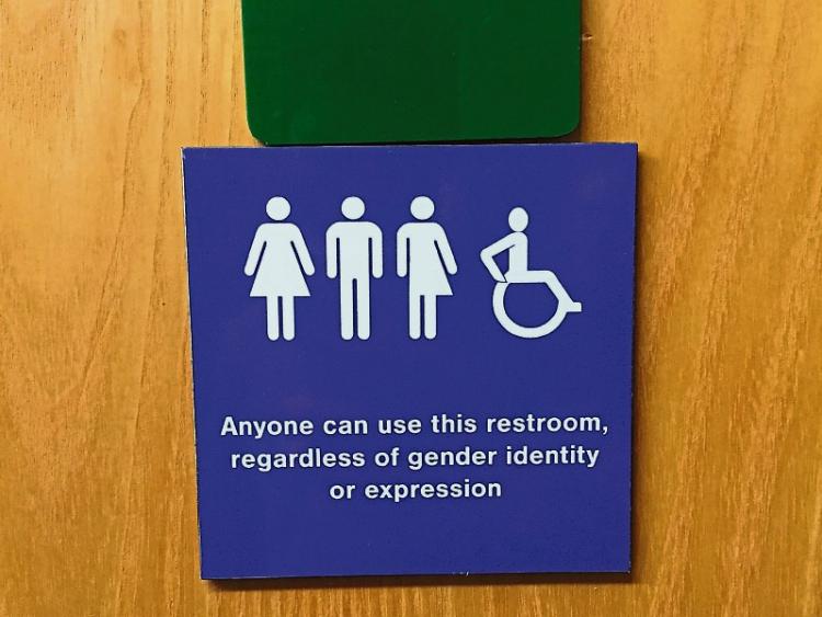 Fourteen gender-neutral bathrooms will be on-campus in the near future. This sign was erected at UL Students&rsquo; Union building in 2015