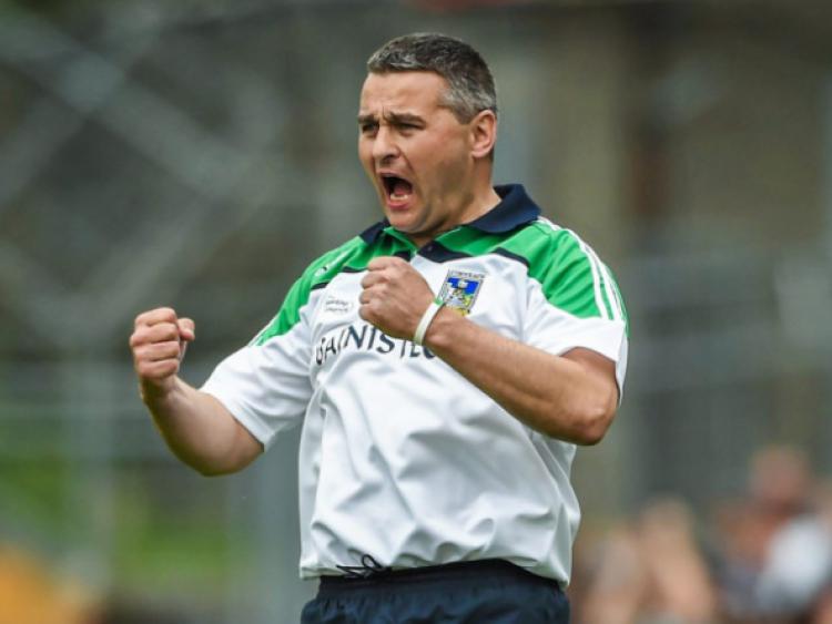 We did it! Limerick manager TJ Ryan celebrates Limericks defeat of Tipperary in the Munster senior hurling senior semi-final with his management team. Picture: Sportsfile