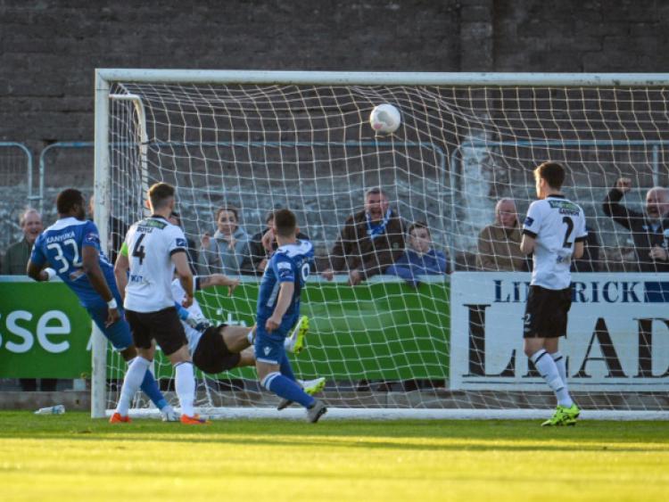 Dean Clarke fires Limerick FC in front in their 3-1 defeat to Dundalk in their Premier Division clash at the Markets Field on Saturday night