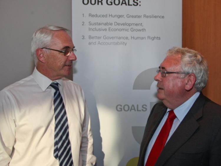 Minister of State for Trade and Development Joe Costello, right, chats with Michael Gaffey, deputy director of Irish Aid, at the Clarion Hotel. Picture: Dermot Lynch