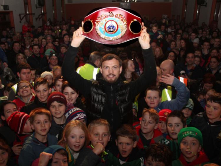 Around 1,500 people gathered in Castleconnell to welcome home Andy Lee [Picture: Michael Cowhey]