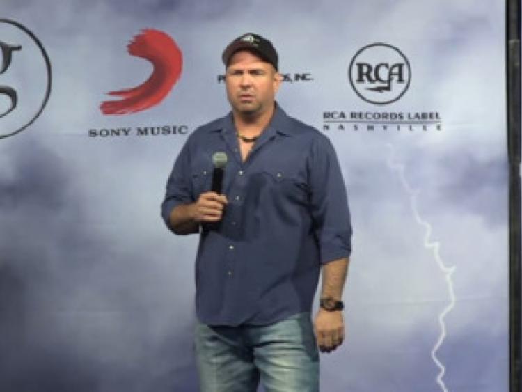 Right: Garth Brooks at the Nashville press conference last year, when he made reference to his fans in Limerick