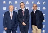 Guy Kinnings, European Tour Group CEO, and two of the event’s key supporters – the Government of Ireland (Patrick O’Donovan TD), and presenting sponsor Ei Electronics (Chairman, Mich Guinee)