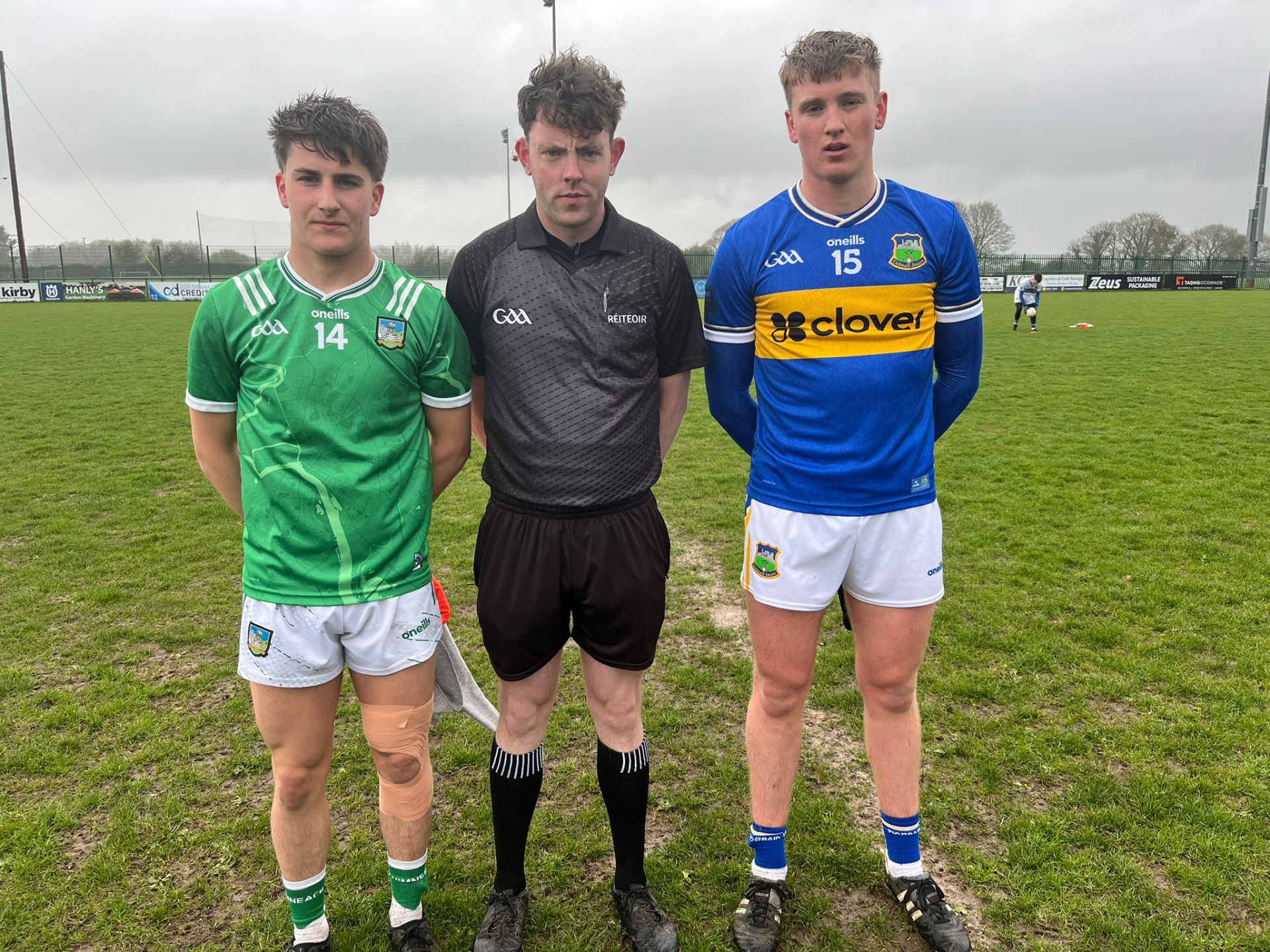 Referee Gary Twomey (Clare) with team captains Padraic Phelan (Limerick) and Liam Freaney (Tipperary)
