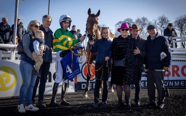 The JP McManus-owned Uhavemeinstitches and her winning connactions at Limerick Racecourse on Sunday | PICTURE: Patrick McCann, Racing Post