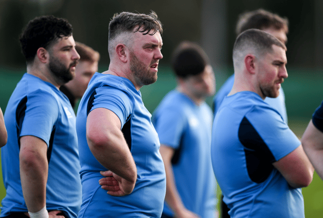 Young Munster's David Begley, centre, starts in the front row for the Ireland Club XV on Friday night
