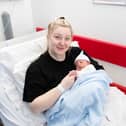 Pamela Connell-Dera with her yet to be named son born at the University Maternity Hospital Limerick on New Years Day at 12.24 am weighing 3.665kgs