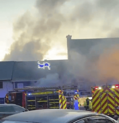 A still from a video, which has been widely shared on social media, of the scene of the fire in Rathkeale