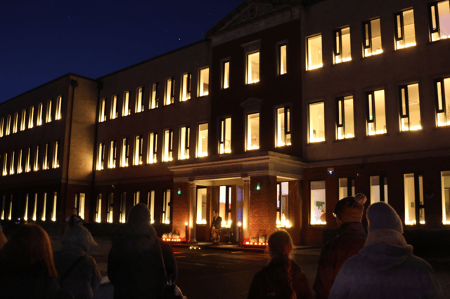 Every window of St Munchin's College in Corbally was lit up in memory of 1,113 babies and young mothers who died at Sean Ross Abbey mother and baby home PICTURE: ADRIAN BUTLER