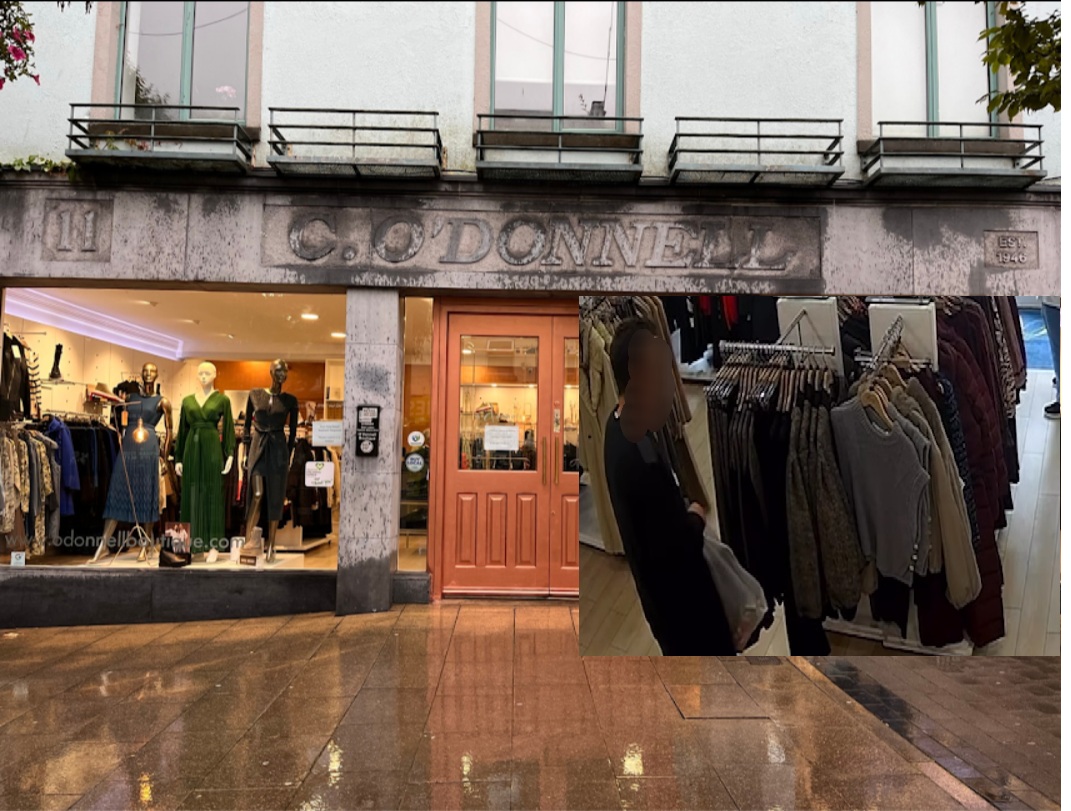 O'Donnell's boutique on Catherine Street with a still from a theft caught on CCTV (inset)