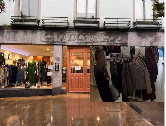 O'Donnell's boutique on Catherine Street with a still from a theft caught on CCTV (inset)