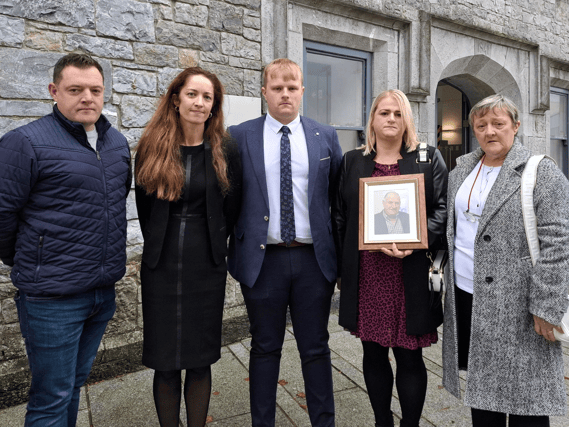 Brian, James, Jennifer and Alice Lowry pictured outside Kilmallock courthouse with solicitor and partner at Callan Tansey, Scarlett O'Sullivan