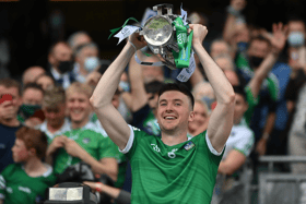 Limerick captain Declan Hannon lifts the Liam MacCarthy Cup aloft after the 2021 All-Ireland senior hurling final victory over Cork at Croke Park | PICTURE: Sportsfile