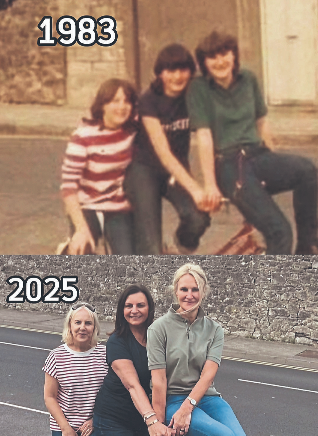 Back to the future in Rathkeale: Siobhan Kennedy, Felicity Butler and Valerie Foley in 1983 and 2025