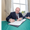 Prof Kenneth Stanton, UL and Joe Nuzzolese, corporate vice president, Edwards Lifesciences sign the MOU    Picture: Alan Place
