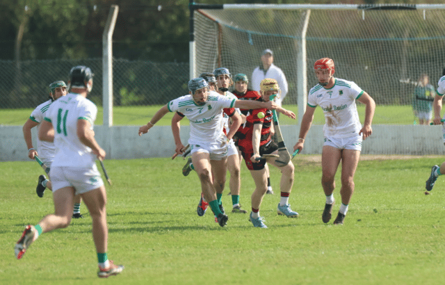 Ballybrown's Mikey Gavin in possession of the sliotar against Adare I PICTURE: Brendan Gleeson