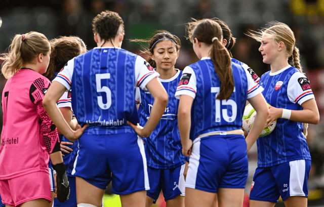 Treaty United players react after conceding their side’s second goal during the Sports Direct Women's FAI Cup semi-final against Bohemians at Dalymount Park on Saturday