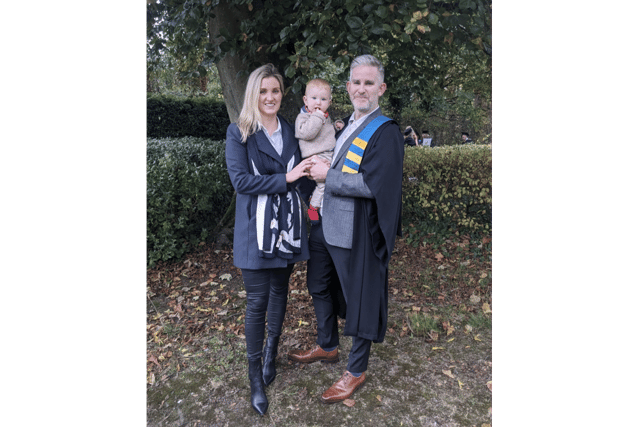 Jarlath Healy with his wife Caroline and son, Mark, who has just turned two
