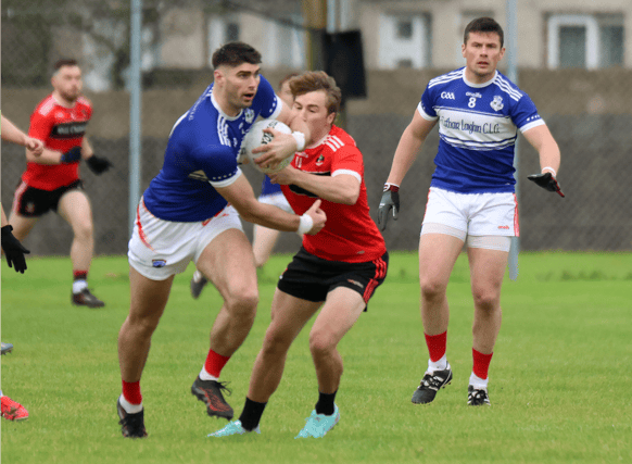 Oola's Josh Ryan surges forward in their IWP Limerick senior football clash with Adare at Clughaun on Friday night | PICTURE: Brendan Gleeson