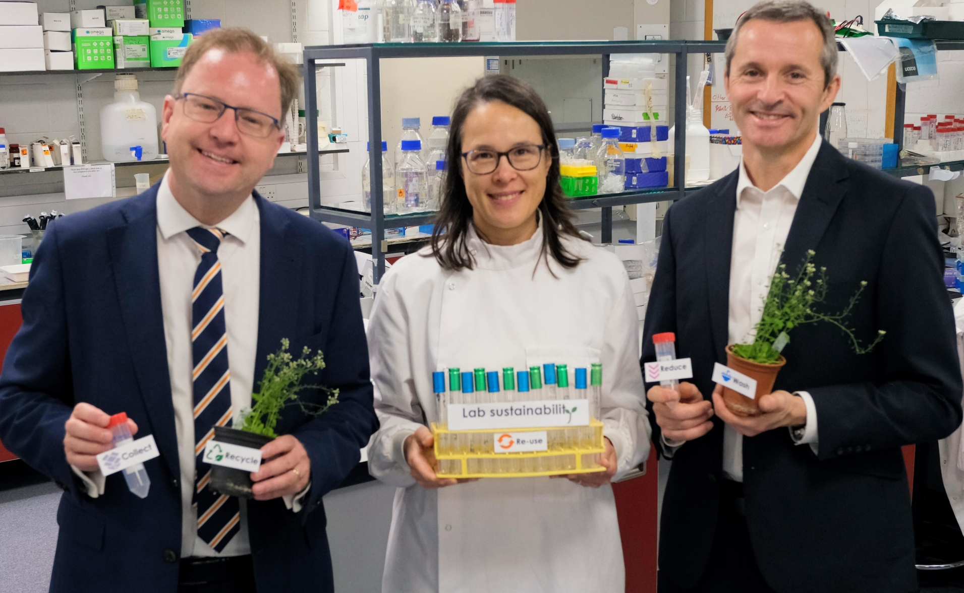 Minister  James Lawless TD; Prof. Emmanuelle Graciet, Faculty of Science & Engineering, Maynooth University; and Dr Ciarán Seoighe, deputy CEO, Research Ireland