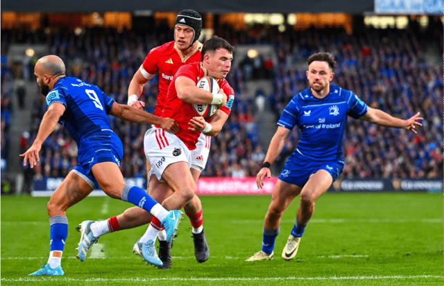 Calvin Nash, of Munster, evades the tackle of Jamison Gibson-Park, of Leinster, during the URC interprovincial derby at Croke Park last October | PICTURE: Sportsfile
