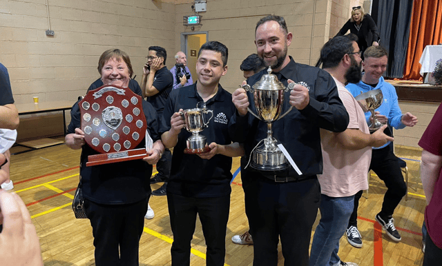 Dr. Andrew Jordan with members of the Thomond Wind Ensemble after their win at the Senior Section at South of Ireland Band Championships