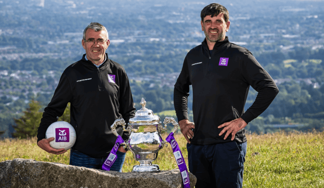 Former Limerick footballer John Galvin pictured with former Kildare footballer Johnny Doyle, PICTURE: Inpho Photography
