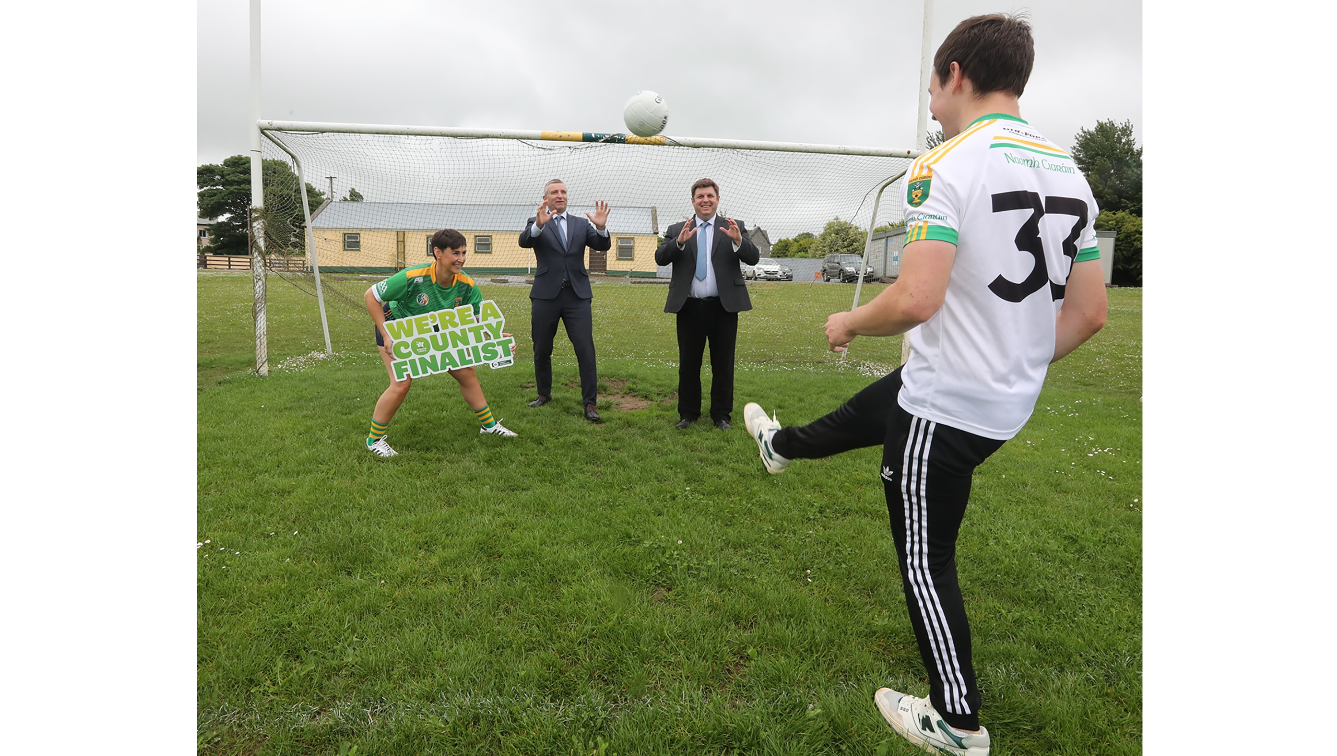 Members of St Kierans GAA club with Minister of State at the Department of Justice  Niall Collins, TD and  Cian Murphy, CEO, National Lottery Picture: Brendan Gleeson