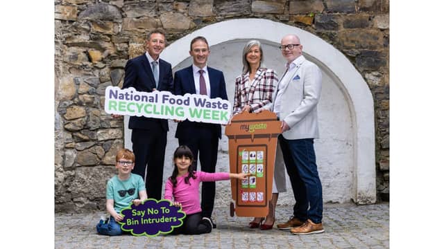 James Lynskey and Rachel Hughes, both aged 7 with Tony Brehon, Minister Alan Dillon, Pauline McDonogh and Hugh Coughlan | PICTURE: Fintan Clarke, Creative Coalesce