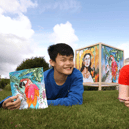Young artists Roslyn Kavanagh (17) and Yinhan Chen (13) pictured with their work respectively 'Mother Earth Matters' and 'The Rainforest' as part of RTÉ’s This is Art! Picture: Mark Stedman
