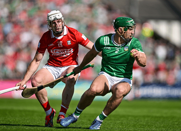 Limerick's Mike Casey in action against Cork's Patrick Horgan during the Munster SHC, PICTURE: Sportsfile