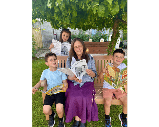 Editor of The Other Clare, Rosemary Power, pictured with Ronny Jaber, Pippa McCormack and Danny Jaber, from Shannon, to review Volume 49 of the journal