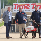 Derek Frehill, Director of Racing RCÉ, Willie Rigney and Shane Rigney, both TIME Greyhound Nutrition, Jody Thompson, Limerick Greyhound Stadium, launching the TIME Club A4 Derby at Limerick