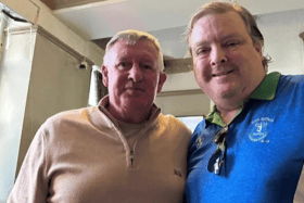 The late Niall Cunneen, Corbally with Ireland and Everton footballing great, Kevin Sheedy