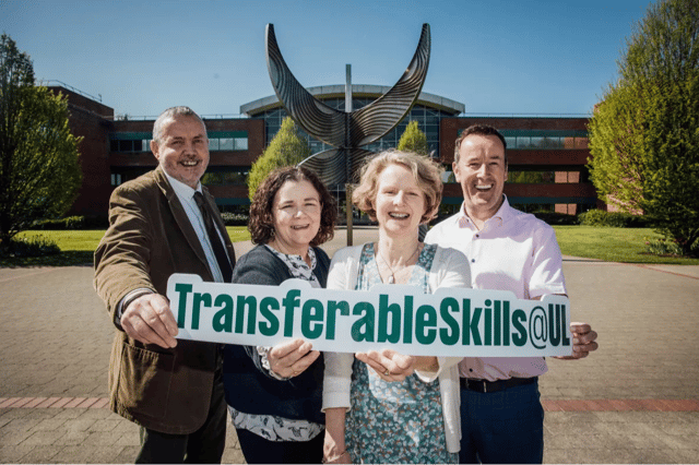 Dr Chris McInerney, Director of TSU, UL, Professor Sandra Joyce, Dean of UL’s Faculty of Art, Professor Ann Ledwith, Deputy President at UL, and Joe Leddin, Regional Skill Forum Picture: Brian Arthur