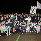 Sponsor JP McManus presents winning owner Patricia Flanagan after her Faypoint Ranger won the Con and Annie Kirby Memorial Stake at Limerick on Saturday night | PICTURE: Brendan Gleeson