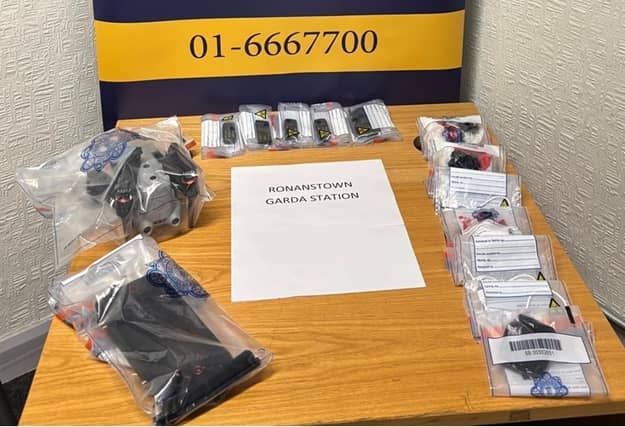 An image released by gardai suggests a number of mobile phones and a hand-held games console were among the items seized along with the drone