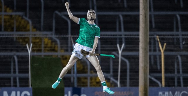 Limerick U20 hurler Mark O'Brien celebrates scoring a goal against Tipperary, PICTURE: Tipperary Star