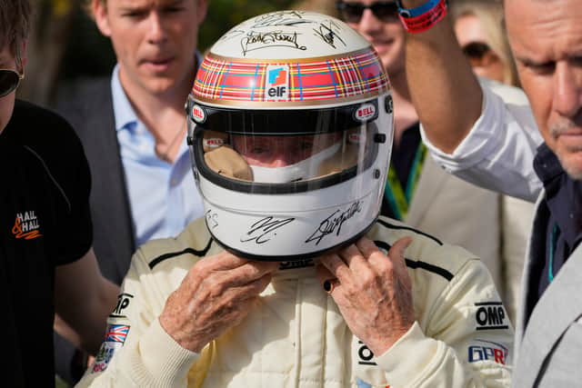 The unique helmet will be used to raise money for the charity set up by Stewart, 85, in 2016, after his wife Helen began suffering from the disease.