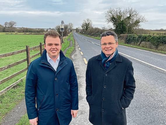 Fine Gael colleagues, Cllr Dan McSweeney and Minister Patrick O'Donovan at the spot in Clarina where the improvements will kick in