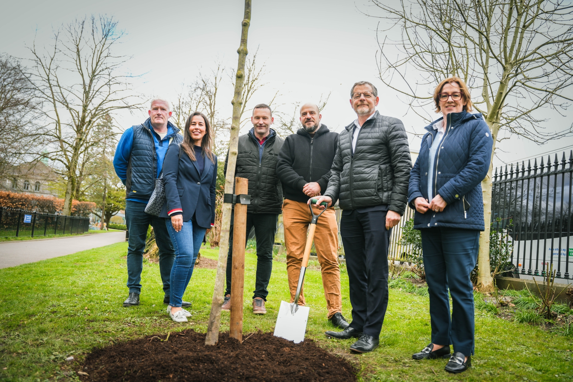 Dave Murphy, Nadia Collins, Rory O’Connor, Mauel Smalis, and Carmel Lynch of Limerick Council pictured with Mayor of Limerick, John Moran at the planting of the Bee Tree | PICTURE:  Clara Plannelles