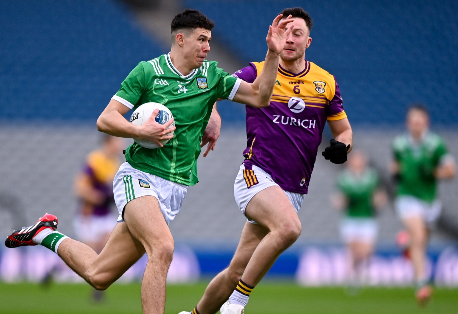 Limerick's Emmet Rigter in action against Wexford's Eoghan Nolan, PICTURE: Sportsfile