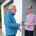 Fine Gael's Micheál Carrigy speaking to Julie McGrath, Shrule, Ballymahon, whilst on the canvas trail in November